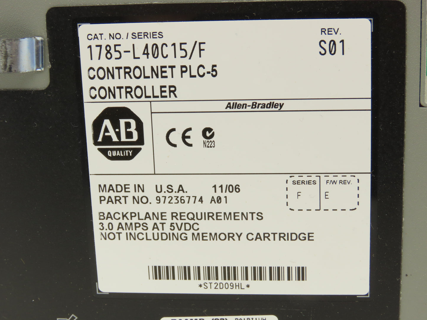 Allen Bradley 1785-L40C15/F PLC-5/40C Processor Module Controlnet PLC-5 Rev S01