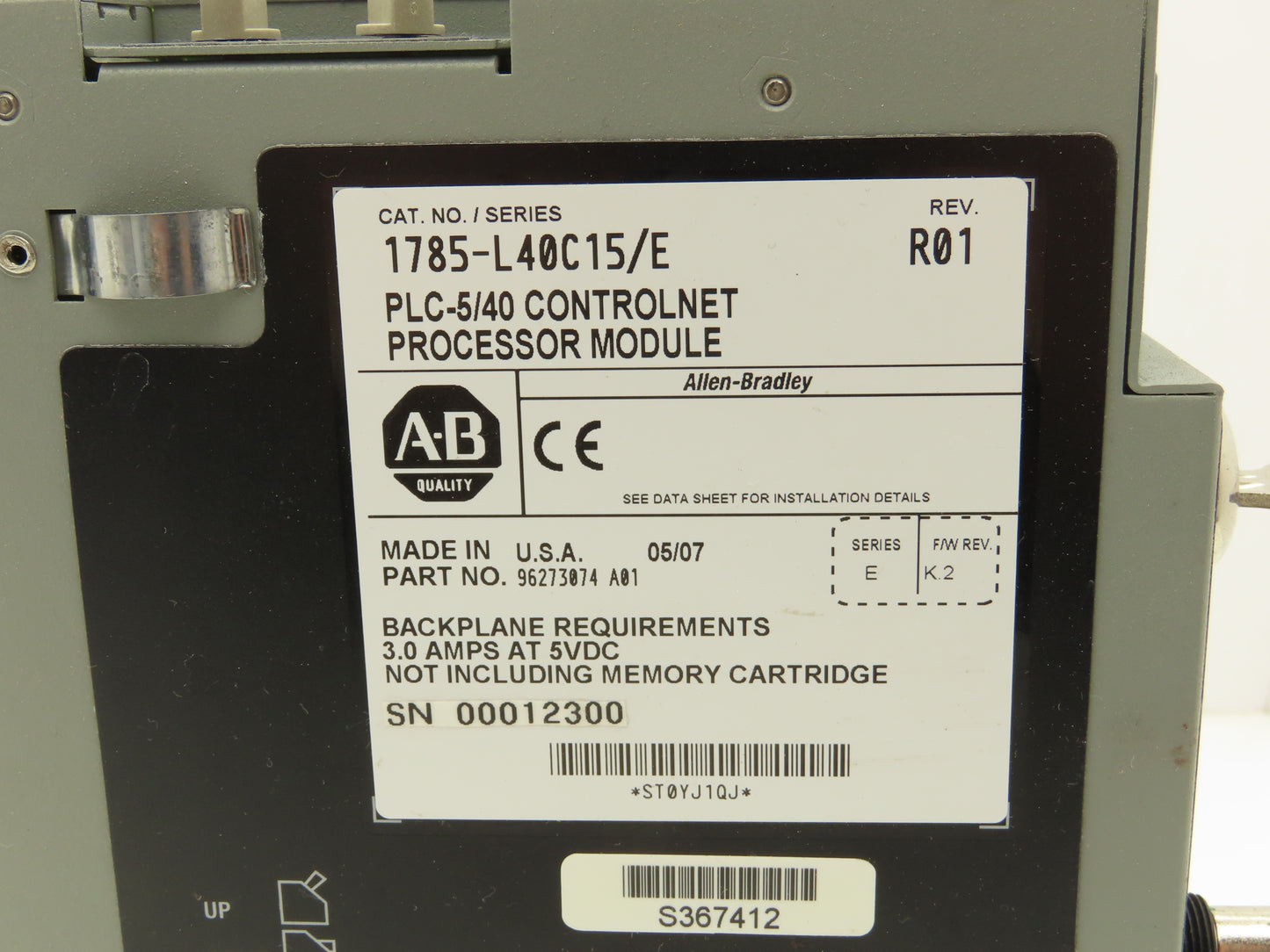 Allen Bradley 1785-L40C15/E PLC-5/40C Processor Module ControlNet Rev R01