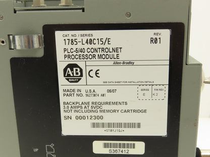 Allen Bradley 1785-L40C15/E PLC-5/40C Processor Module ControlNet Rev R01