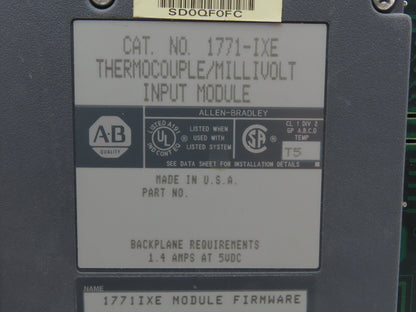 Allen Bradley 1771-IXE Thermocouple Millivolt Input Module Rev F Ser A