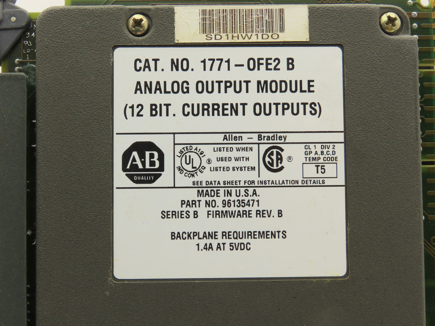Allen Bradley 1771-0FE2/B Analog Output Module Firmware Rev B Ser B Lot of 3