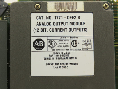 Allen Bradley 1771-0FE2/B Analog Output Module Firmware Rev B Ser B Lot of 3