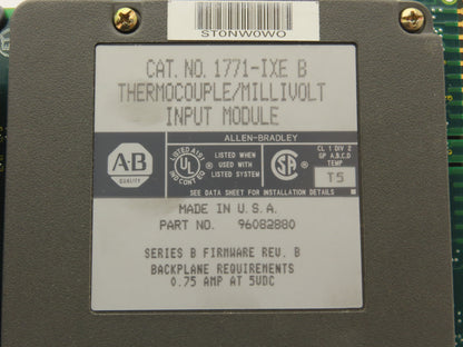 Allen Bradley 1771IXE B Thermocouple Millivolt Input Module Firmware Rev B Ser B