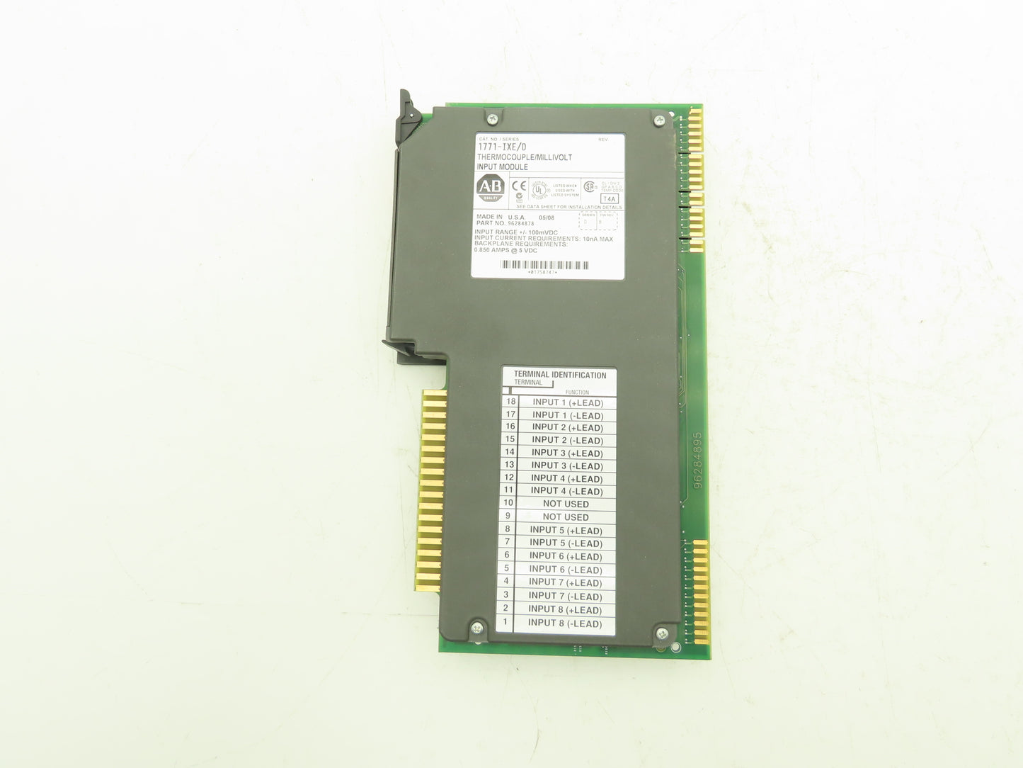 Allen Bradley 1771-IXE/D Thermocouple Millivolt Input Module FW Rev B Ser D