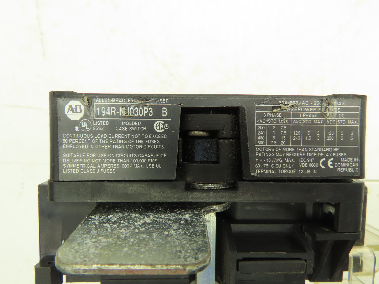 Allen Bradley 194RF-NJ030 Fusible Disconnect Switch 30A 600VAC 3PH  Lot of 4