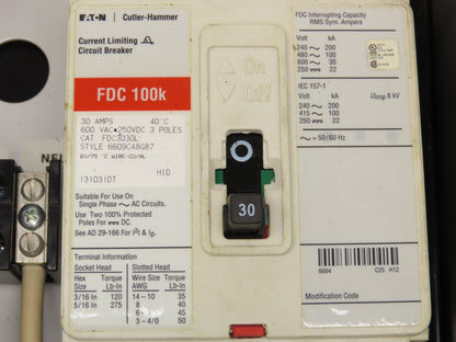 Eaton PTX 240-3Y201C-SD Surge Protector 200KA 220/277/480V 30A Breaker FDC 100K