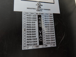 Concentric RV-6.5-125-48V Forklift Battery Charger 48V 2000Ah 125A 480 ...