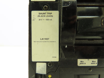 Square D LAP36400MTV6384 Circuit Breaker 3-Pole 400A 600V Shunt Trip Gray Face