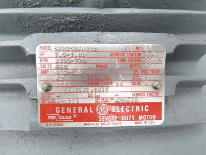 5KR256KN998 GE Tri-Clad Motor 7.5HP 775-3355 RPM Variable 460V 256Z 15-Min Duty