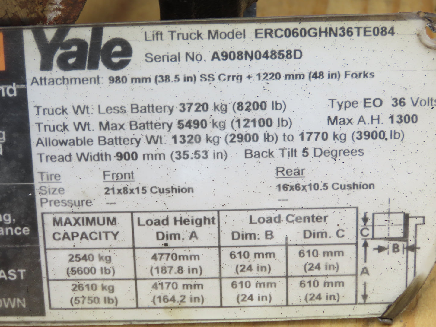 Yale ERC060GHN36TE084 Forklift Dual-Wheel Front Drive Axle 6 Lug Assembly