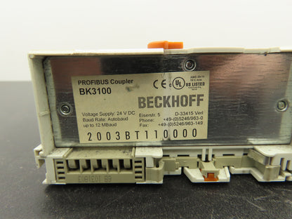 Beckhoff BK3100 Profibus Bus Coupler 24VDC
