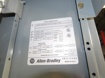 Allen Bradley 1336SB060VAADSGM1CHA2CL6EC AC Drive VFD 75Hp 76kva 460V Enclosure