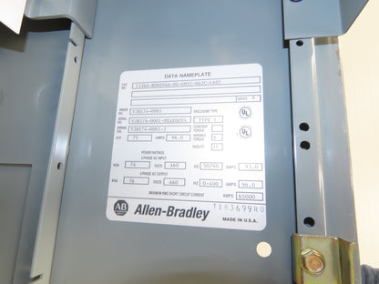 Allen Bradley 1336SB060VAADSGM1CHA2CL6EC AC Drive VFD 75Hp 76kva 460V Enclosure