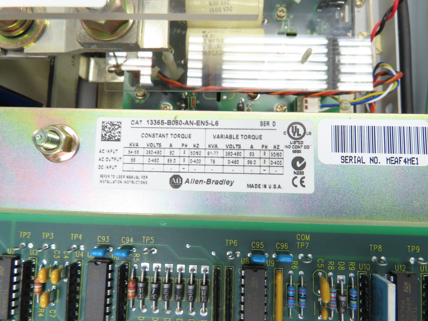 Allen Bradley 1336SB060VAADSGM1CHA2CL6EC AC Drive VFD 75Hp 76kva 460V Enclosure