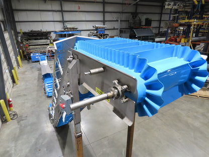 Woods Sanitary Food Process Z Incline Conveyor 18"Cleated Belt 15' 8"H -No Drive