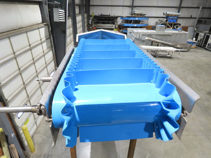 Woods Sanitary Food Process Z Incline Conveyor 18"Cleated Belt 15' 8"H -No Drive