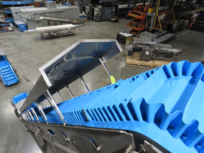 Woods Sanitary Food Process Z Incline Conveyor 18"Cleated Belt 15' 8"H -No Drive