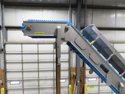 Woods Sanitary Food Process Z Incline Conveyor 18"Cleated Belt 15' 8"H -No Drive