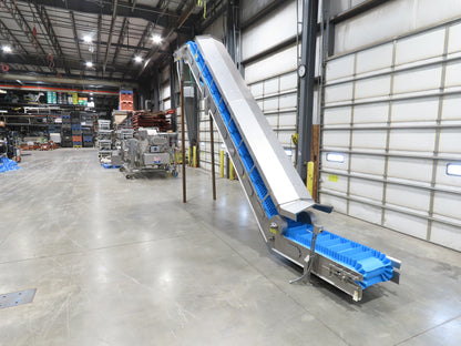 Woods Sanitary Food Process Z Incline Conveyor 18"Cleated Belt 15' 8"H -No Drive