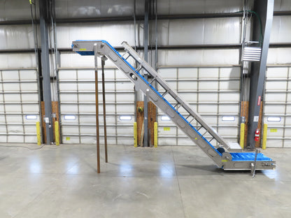 Woods Sanitary Food Process Z Incline Conveyor 18"Cleated Belt 15' 8"H -No Drive