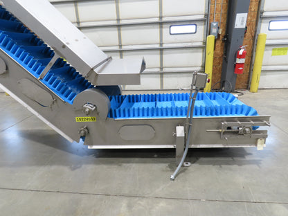Woods Sanitary Food Process Z Incline Conveyor 18"Cleated Belt 15' 8"H -No Drive