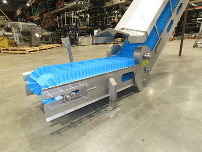 Woods Sanitary Food Process Z Incline Conveyor 18"Cleated Belt 15' 8"H -No Drive