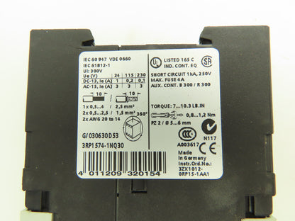 Siemens 3RP1574-1NQ30 Sirius Timing Relay 1 Delayed, 1 Instantaneous NO Contacts