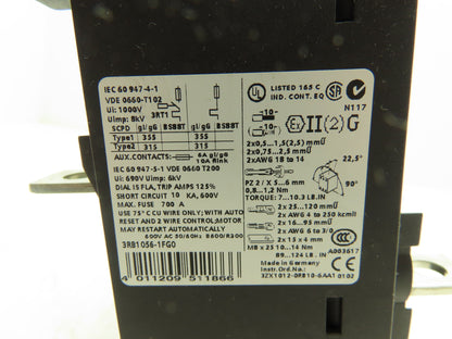 Siemens 3RB1056-1FG0 Solid-State Motor Protection Overload Relay 50-200A Size S6