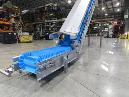 Woods Sanitary Food Process Z Incline Bucket Conveyor 18" Belt 15' 8"H -No Drive