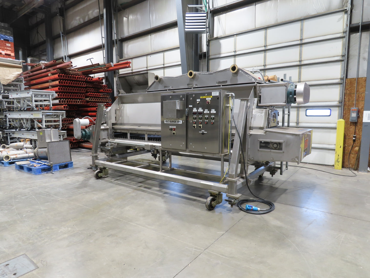 FEC Sanitary Food Grade Granulator 30" Apron Feeder Stainless Conveyor Surge Bin