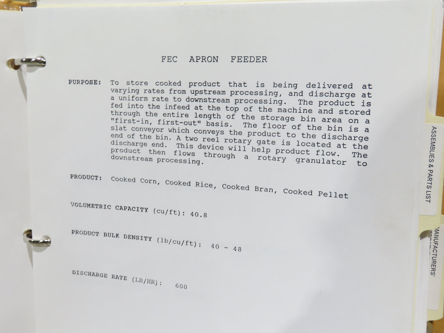 FEC Sanitary Food Grade Granulator 30" Apron Feeder Stainless Conveyor Surge Bin