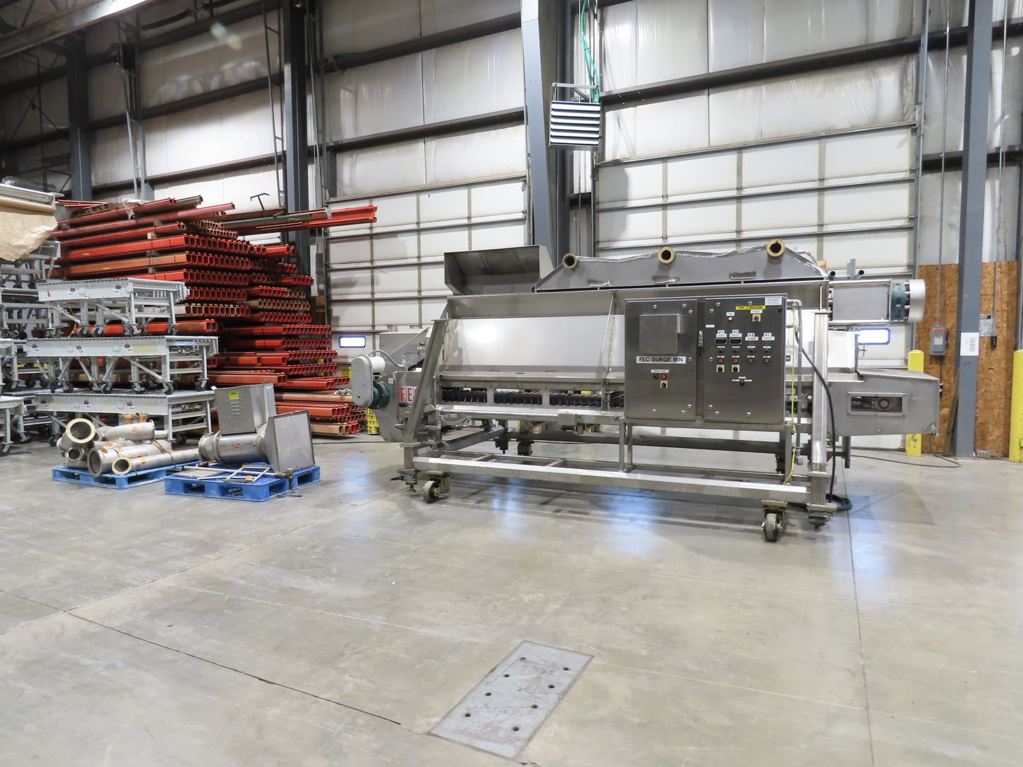 FEC Sanitary Food Grade Granulator 30" Apron Feeder Stainless Conveyor Surge Bin