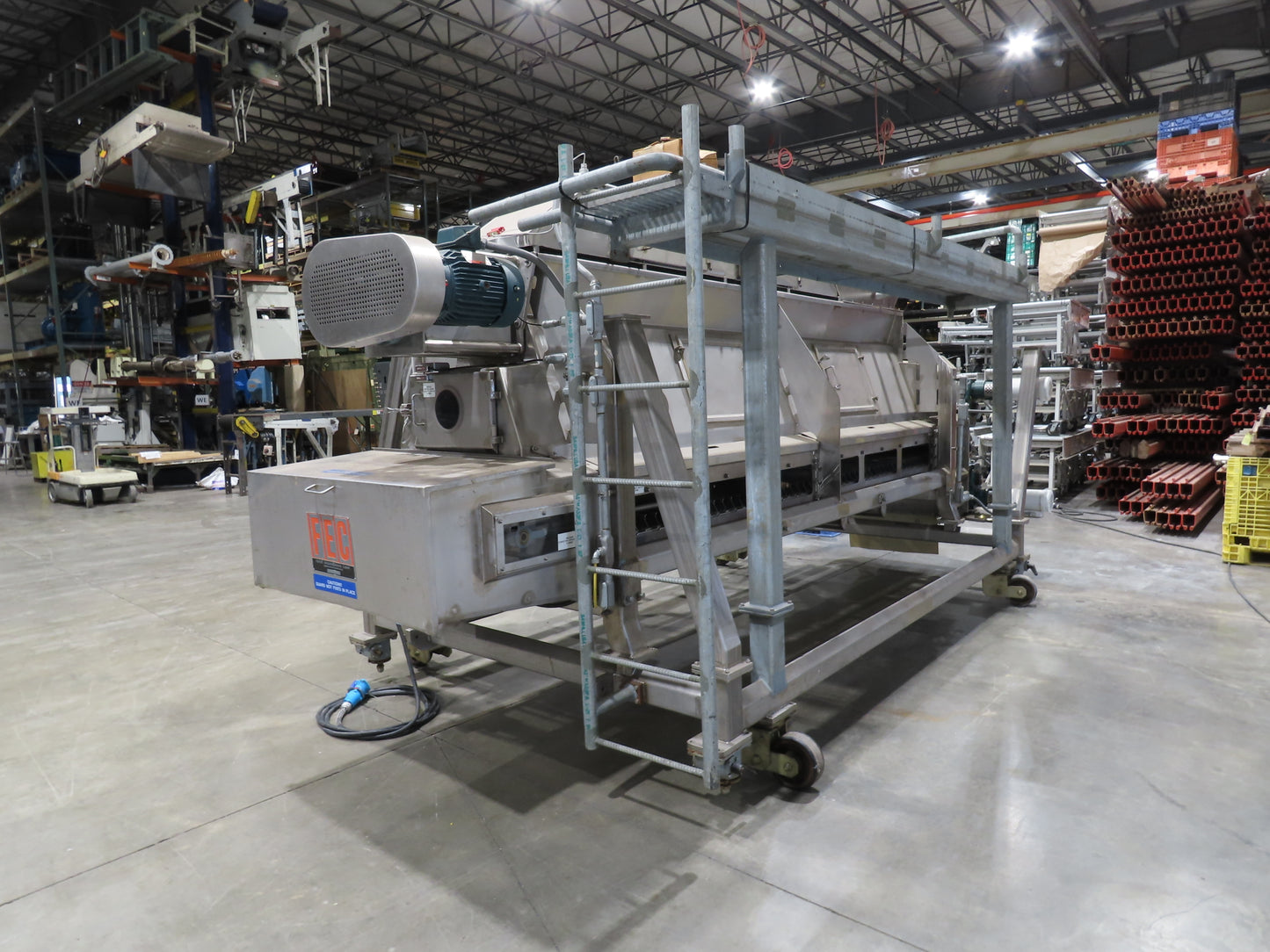 FEC Sanitary Food Grade Granulator 30" Apron Feeder Stainless Conveyor Surge Bin