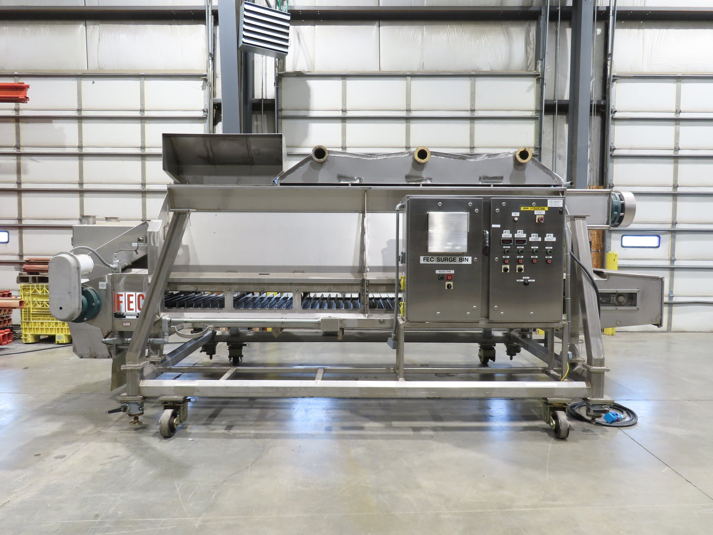 FEC Sanitary Food Grade Granulator 30" Apron Feeder Stainless Conveyor Surge Bin