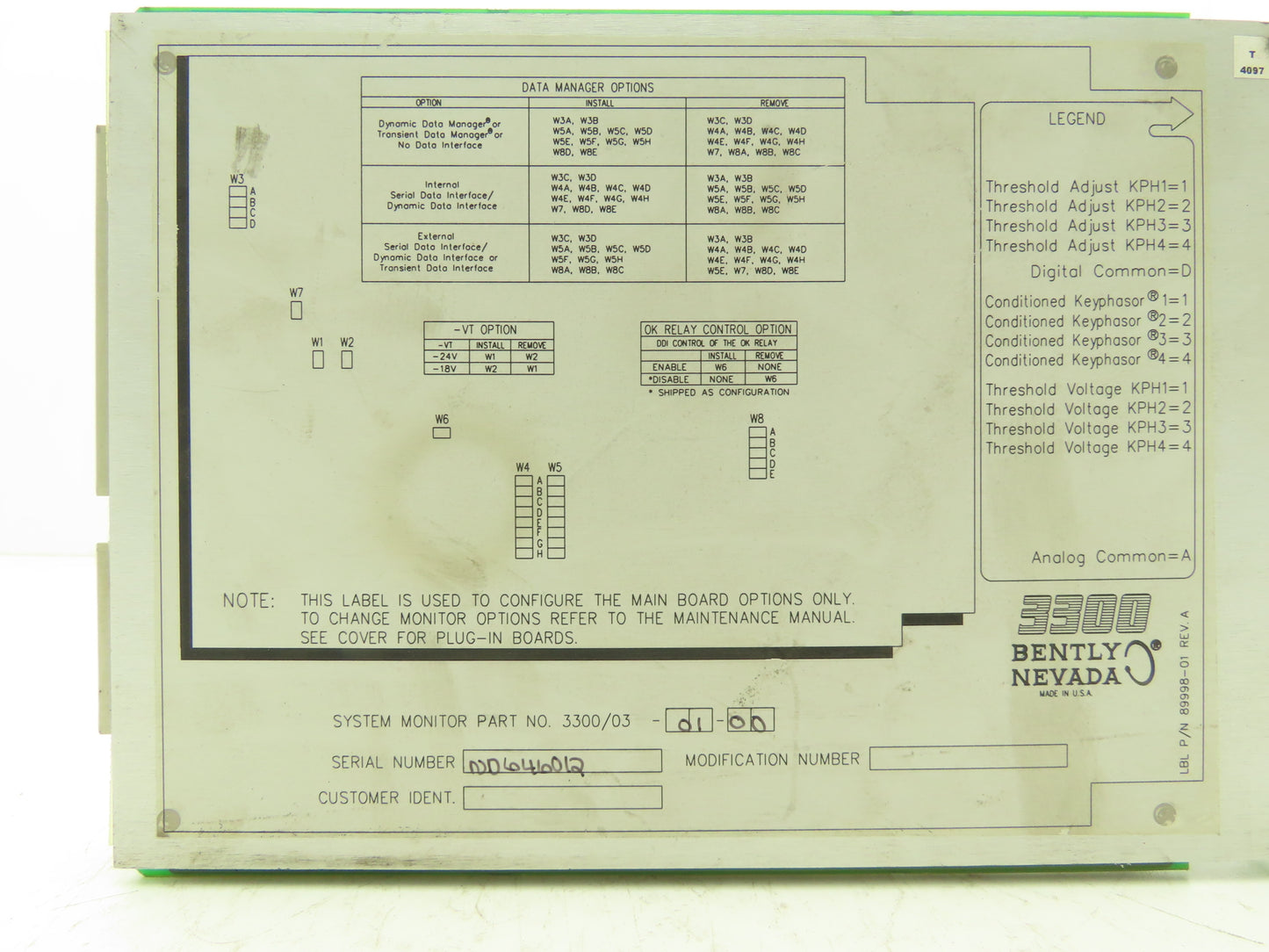 Bently Nevada 89998-01 System Monitor Module 3300 Dynamic Data Interface