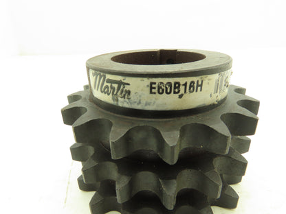 Martin E60B16H Tripple Roller Chain Sprocket #60 - 1/2" x 2" Bore 16 Tooth
