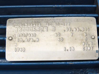 Ashbrook Simon Hartley DFV13284V8  8D AC Motor 5 Hp 3Ph 1740RPM 230/480
