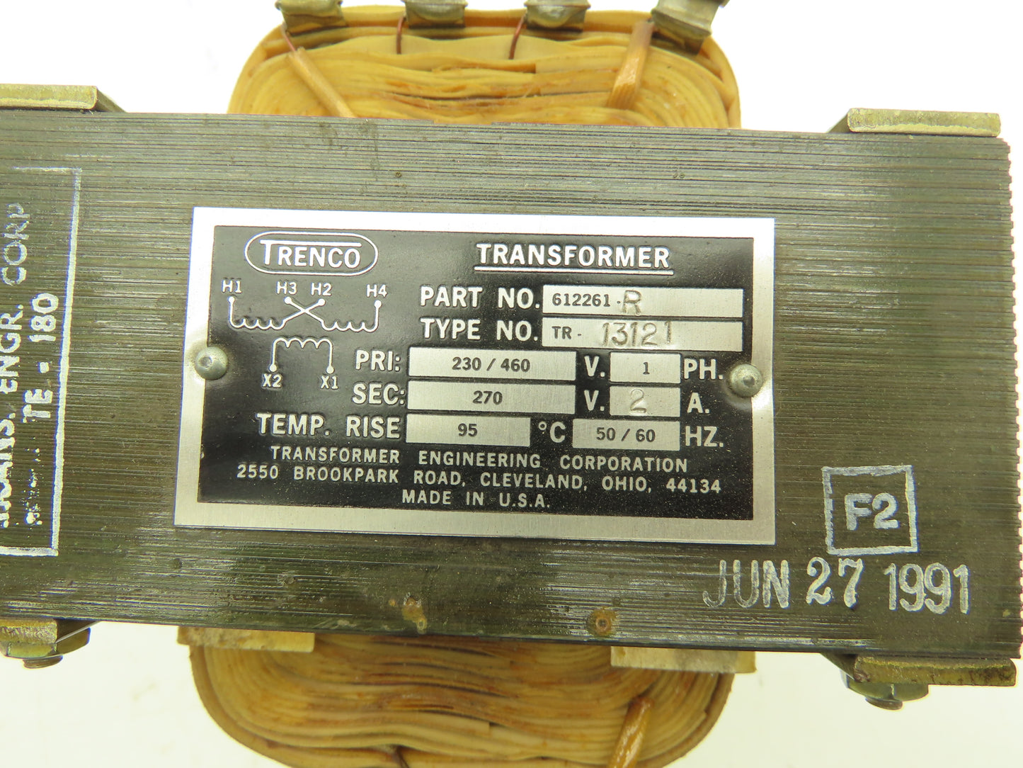 Trenco 612261-R Stepdown Control Transformer HV 230/460VAC LV 270VAC TR-13121