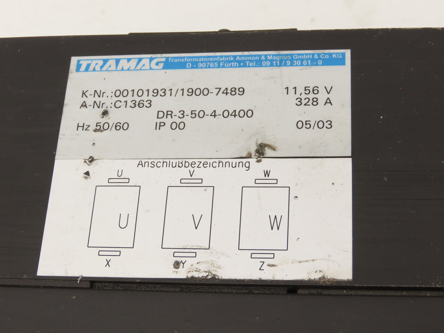 Baumuller Tramag DR-3-50-4-0400 Line Reactor 500V Max 3Ph 50/60Hz 328A