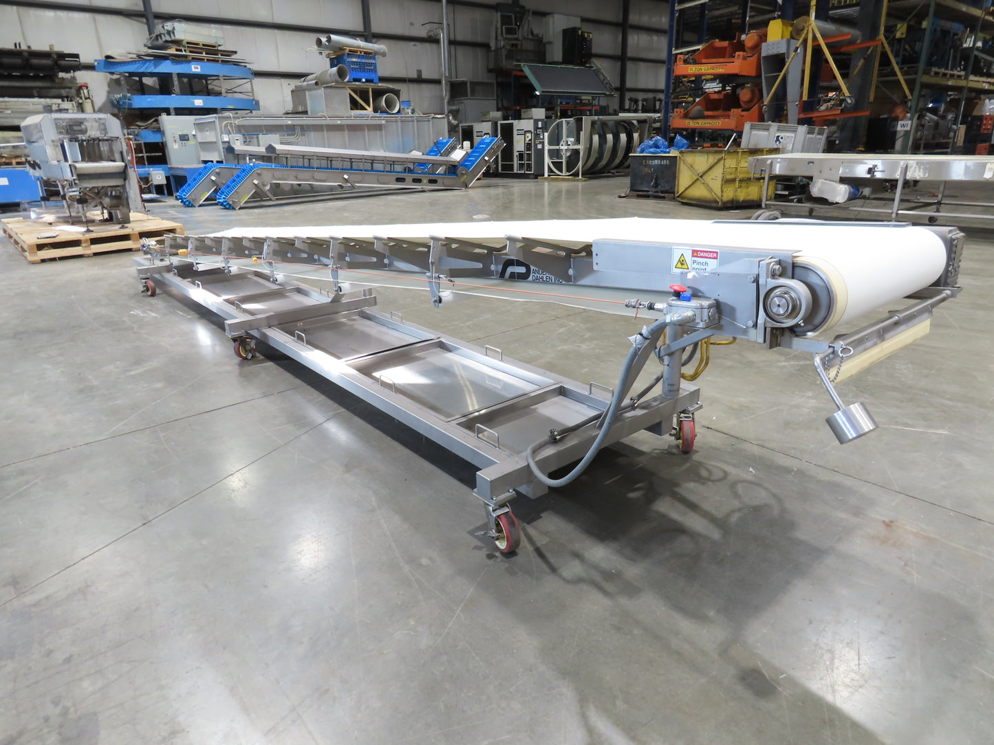 Anderson Dahlen 27"x 25' Portable Trough Belt Incline Conveyor Sanitary 480V 3PH