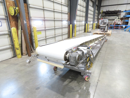 Anderson Dahlen 27"x 25' Portable Trough Belt Incline Conveyor Sanitary 480V 3PH