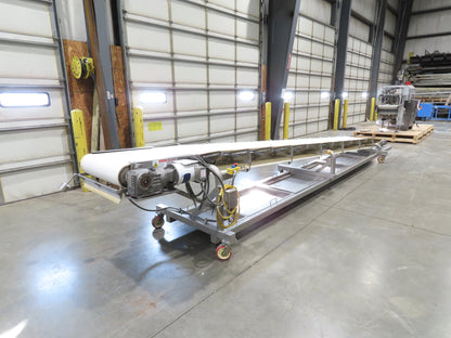 Anderson Dahlen 27"x 25' Portable Trough Belt Incline Conveyor Sanitary 480V 3PH