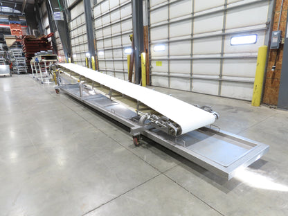Anderson Dahlen 27"x 25' Portable Trough Belt Incline Conveyor Sanitary 480V 3PH