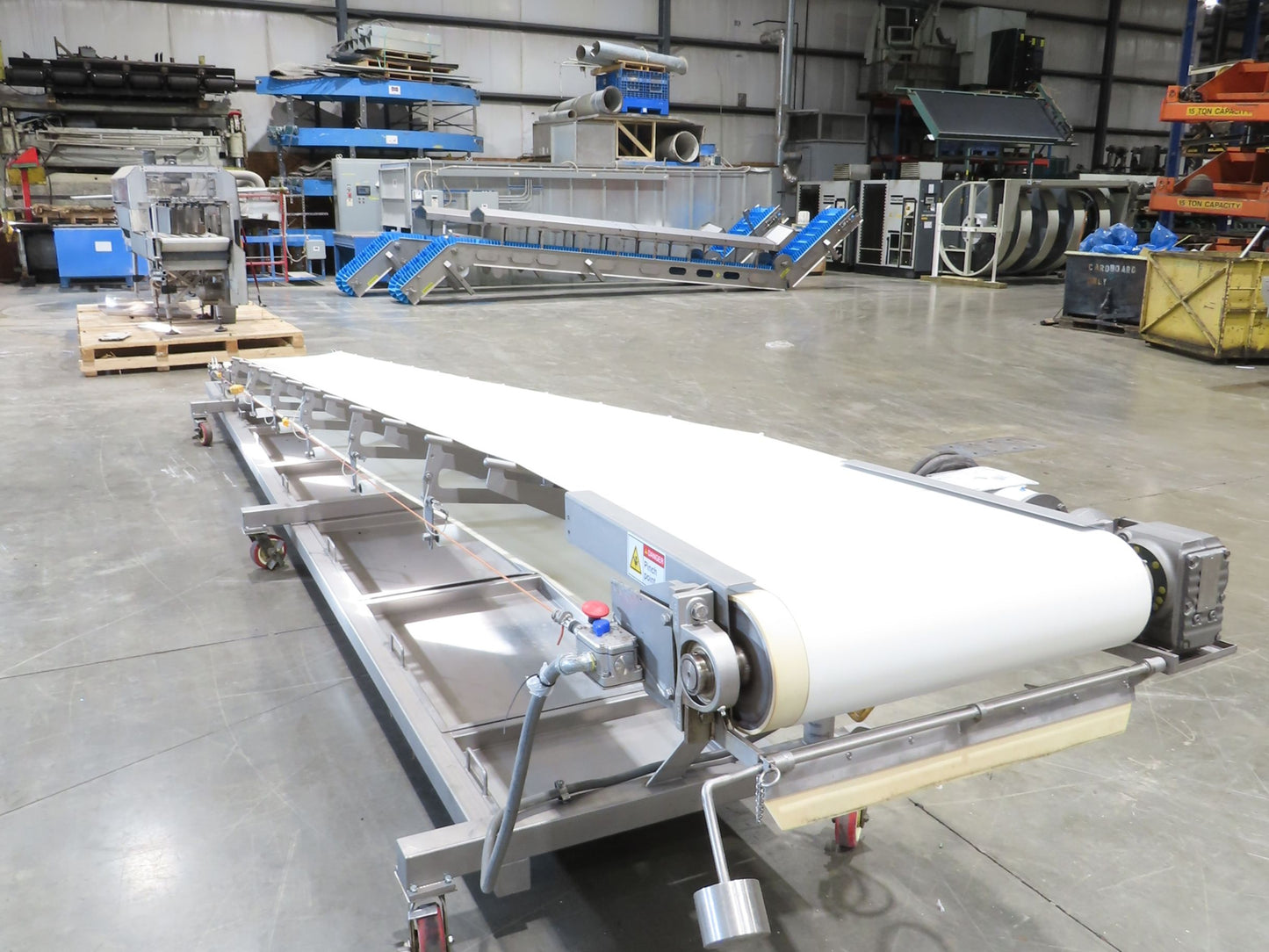 Anderson Dahlen 27"x 25' Portable Trough Belt Incline Conveyor Sanitary 480V 3PH