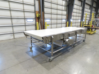 56"x 13' 4" Stainless Portable Slider Bed Conveyor 52"Wide Belt 480V 3PH 100FPM