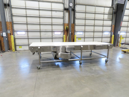 56"x 13' 4" Stainless Portable Slider Bed Conveyor 52"Wide Belt 480V 3PH 100FPM