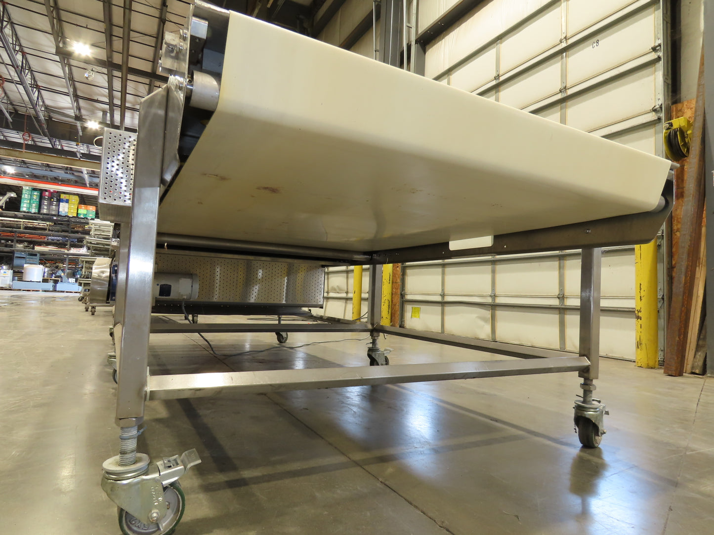 56"x 13' 4" Stainless Portable Slider Bed Conveyor 52"Wide Belt 480V 3PH 100FPM