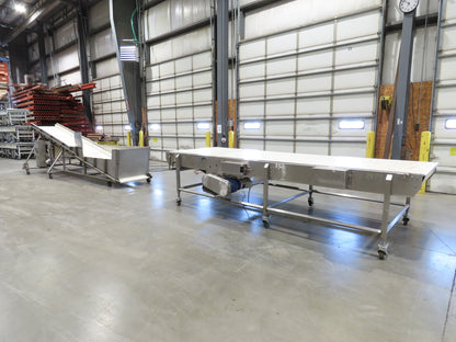 56"x 13' 4" Stainless Portable Slider Bed Conveyor 52"Wide Belt 480V 3PH 100FPM