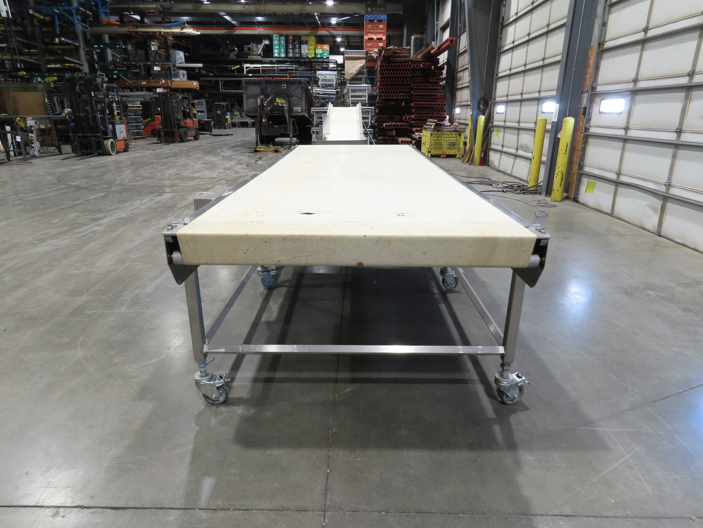 56"x 13' 4" Stainless Portable Slider Bed Conveyor 52"Wide Belt 480V 3PH 100FPM