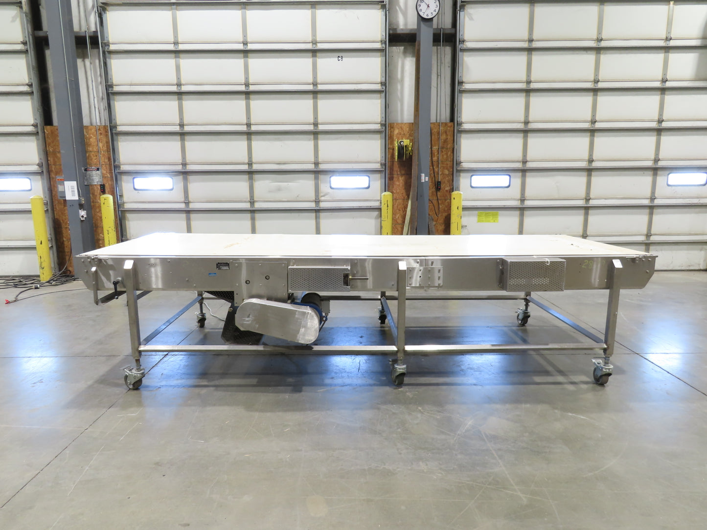 56"x 13' 4" Stainless Portable Slider Bed Conveyor 52"Wide Belt 480V 3PH 100FPM